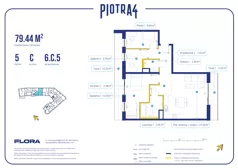 4 pokoje, apartament 79,44 m², piętro 5, oferta nr 6.C.5, Piotra 4, Gdynia, Śródmieście, ul. Św. Piotra 4