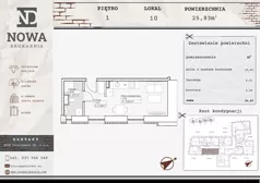 1 pokój, mieszkanie 25,83 m², piętro 1, oferta nr M10, Nowa Drukarnia, Stargard, ul. Andersa 3
