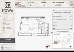 1 pokój, mieszkanie 28,98 m², piętro 1, oferta nr M11, Nowa Drukarnia, Stargard, ul. Andersa 3