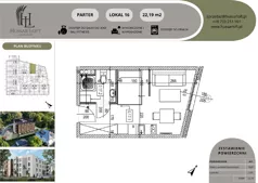 1 pokój, mieszkanie 22,19 m², parter, oferta nr 16, Hussar Loft, Szczecin, Zachód, Gumieńce, ul. Husarów