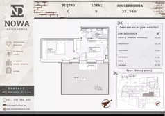 2 pokoje, mieszkanie 32,94 m², parter, oferta nr M9, Nowa Drukarnia, Stargard, ul. Andersa 3
