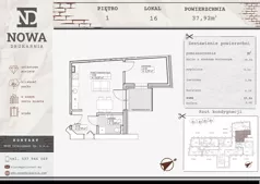 2 pokoje, mieszkanie 37,89 m², piętro 1, oferta nr M16, Nowa Drukarnia, Stargard, ul. Andersa 3