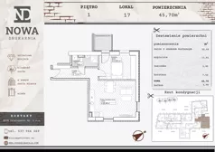 2 pokoje, mieszkanie 45,70 m², piętro 1, oferta nr M17, Nowa Drukarnia, Stargard, ul. Andersa 3