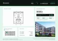 1 pokój, apartament inwestycyjny 33,60 m², piętro 1, oferta nr Pakiet 02, Champion Smart Residence, Szczecin, Zachód, Świerczewo, ul. Derdowskiego 8