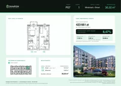 1 pokój, apartament inwestycyjny 36,50 m², piętro 1, oferta nr Pakiet 07, Champion Smart Residence, Szczecin, Zachód, Świerczewo, ul. Derdowskiego 8