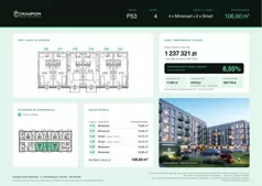 1 pokój, apartament inwestycyjny 106,60 m², piętro 4, oferta nr Pakiet 53, Champion Smart Residence, Szczecin, Zachód, Świerczewo, ul. Derdowskiego 8