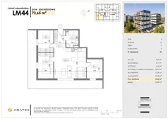 4 pokoje, mieszkanie 73,65 m², piętro 6, oferta nr D44, Osiedle Gwiezdna - budynek D, Sosnowiec, Zagórze, ul. Gwiezdna 18E