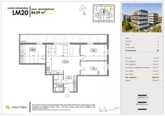 4 pokoje, mieszkanie 84,09 m², piętro 3, oferta nr C20, Osiedle Gwiezdna, Sosnowiec, Zagórze, ul. Gwiezdna 18E