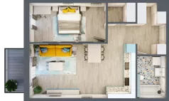 2 pokoje, mieszkanie 55,23 m², piętro 4, oferta nr 4.B41, Panorama 3 Stawy, Katowice, Osiedle Paderewskiego-Muchowiec, Dolina Trzech Stawów, ul. Pułaskiego 23