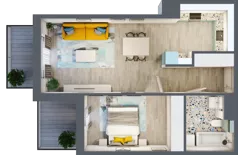 2 pokoje, mieszkanie 50,76 m², piętro 5, oferta nr 5.A28, Panorama 3 Stawy, Katowice, Osiedle Paderewskiego-Muchowiec, Dolina Trzech Stawów, ul. Pułaskiego 23