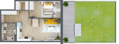 2 pokoje, mieszkanie 52,88 m², piętro 1, oferta nr 1.A4, Panorama 3 Stawy, Katowice, Osiedle Paderewskiego-Muchowiec, Dolina Trzech Stawów, ul. Pułaskiego 23