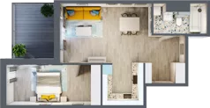 2 pokoje, mieszkanie 54,05 m², piętro 1, oferta nr 1.B7, Panorama 3 Stawy, Katowice, Osiedle Paderewskiego-Muchowiec, Dolina Trzech Stawów, ul. Pułaskiego 23