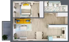 2 pokoje, mieszkanie 49,24 m², piętro 2, oferta nr 2.B17, Panorama 3 Stawy, Katowice, Osiedle Paderewskiego-Muchowiec, Dolina Trzech Stawów, ul. Pułaskiego 23