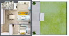2 pokoje, mieszkanie 56,76 m², piętro 1, oferta nr 1.A3, Panorama 3 Stawy, Katowice, Osiedle Paderewskiego-Muchowiec, Dolina Trzech Stawów, ul. Pułaskiego 23