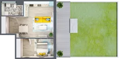 2 pokoje, mieszkanie 46,15 m², piętro 1, oferta nr 1.B2 z wykończeniem, Panorama 3 Stawy, Katowice, Osiedle Paderewskiego-Muchowiec, Dolina Trzech Stawów, ul. Pułaskiego 23