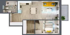 2 pokoje, mieszkanie 55,76 m², piętro 2, oferta nr 2.B21, Panorama 3 Stawy, Katowice, Osiedle Paderewskiego-Muchowiec, Dolina Trzech Stawów, ul. Pułaskiego 23
