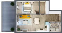 2 pokoje, mieszkanie 50,20 m², piętro 1, oferta nr 1.B8, Panorama 3 Stawy, Katowice, Osiedle Paderewskiego-Muchowiec, Dolina Trzech Stawów, ul. Pułaskiego 23