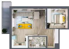 2 pokoje, mieszkanie 53,33 m², piętro 1, oferta nr 1.A1, Panorama 3 Stawy, Katowice, Osiedle Paderewskiego-Muchowiec, Dolina Trzech Stawów, ul. Pułaskiego 23