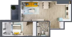 2 pokoje, mieszkanie 56,56 m², piętro 5, oferta nr 5.B51, Panorama 3 Stawy, Katowice, Osiedle Paderewskiego-Muchowiec, Dolina Trzech Stawów, ul. Pułaskiego 23