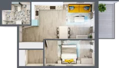 2 pokoje, mieszkanie 47,75 m², piętro 5, oferta nr 5.B54, Panorama 3 Stawy, Katowice, Osiedle Paderewskiego-Muchowiec, Dolina Trzech Stawów, ul. Pułaskiego 23
