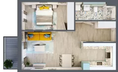 2 pokoje, mieszkanie 49,21 m², piętro 1, oferta nr 1.B6, Panorama 3 Stawy, Katowice, Osiedle Paderewskiego-Muchowiec, Dolina Trzech Stawów, ul. Pułaskiego 23