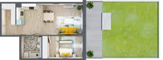 2 pokoje, mieszkanie 51,71 m², piętro 1, oferta nr 1.B1, Panorama 3 Stawy, Katowice, Osiedle Paderewskiego-Muchowiec, Dolina Trzech Stawów, ul. Pułaskiego 23