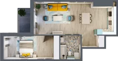 2 pokoje, mieszkanie 56,20 m², piętro 4, oferta nr 4.B40, Panorama 3 Stawy, Katowice, Osiedle Paderewskiego-Muchowiec, Dolina Trzech Stawów, ul. Pułaskiego 23