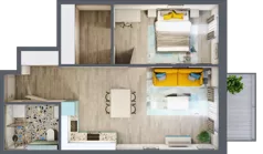 2 pokoje, mieszkanie 51,57 m², piętro 2, oferta nr 2.B22, Panorama 3 Stawy, Katowice, Osiedle Paderewskiego-Muchowiec, Dolina Trzech Stawów, ul. Pułaskiego 23