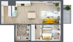 2 pokoje, mieszkanie 51,27 m², piętro 3, oferta nr 3.B23, Panorama 3 Stawy, Katowice, Osiedle Paderewskiego-Muchowiec, Dolina Trzech Stawów, ul. Pułaskiego 23