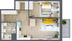 2 pokoje, mieszkanie 52,53 m², piętro 2, oferta nr 2.A9, Panorama 3 Stawy, Katowice, Osiedle Paderewskiego-Muchowiec, Dolina Trzech Stawów, ul. Pułaskiego 23
