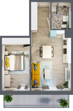 2 pokoje, mieszkanie 44,95 m², piętro 2, oferta nr 2.B15, Panorama 3 Stawy, Katowice, Osiedle Paderewskiego-Muchowiec, Dolina Trzech Stawów, ul. Pułaskiego 23