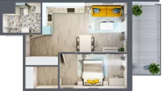 2 pokoje, mieszkanie 47,82 m², piętro 4, oferta nr 4.B43, Panorama 3 Stawy, Katowice, Osiedle Paderewskiego-Muchowiec, Dolina Trzech Stawów, ul. Pułaskiego 23
