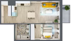 2 pokoje, mieszkanie 51,11 m², piętro 2, oferta nr 2.B12, Panorama 3 Stawy, Katowice, Osiedle Paderewskiego-Muchowiec, Dolina Trzech Stawów, ul. Pułaskiego 23