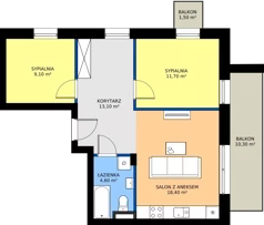 3 pokoje, mieszkanie 56,46 m², piętro 2, oferta nr H11, Osiedle Dębowy Park, Siemianowice Śląskie, Bytków, ul. Oświęcimska 7a