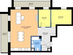 3 pokoje, mieszkanie 73,64 m², piętro 4, oferta nr J26, Osiedle Dębowy Park, Siemianowice Śląskie, Bytków, ul. Oświęcimska 7a