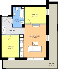 3 pokoje, mieszkanie 59,98 m², piętro 2, oferta nr J12, Osiedle Dębowy Park, Siemianowice Śląskie, Bytków, ul. Oświęcimska 7a