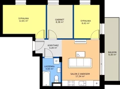 4 pokoje, mieszkanie 55,83 m², piętro 1, oferta nr J6, Osiedle Dębowy Park, Siemianowice Śląskie, Bytków, ul. Oświęcimska 7a