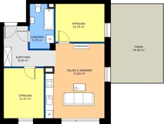 3 pokoje, mieszkanie 60,17 m², parter, oferta nr J2, Osiedle Dębowy Park, Siemianowice Śląskie, Bytków, ul. Oświęcimska 7a