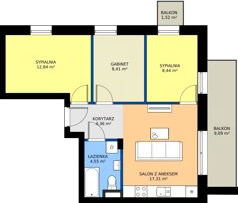 4 pokoje, mieszkanie 55,91 m², piętro 4, oferta nr J22, Osiedle Dębowy Park, Siemianowice Śląskie, Bytków, ul. Oświęcimska 7a