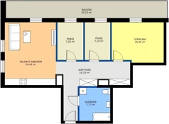 4 pokoje, mieszkanie 78,47 m², piętro 1, oferta nr B11, Osiedle Gwiezdna, Sosnowiec, Zagórze, ul. Gwiezdna 18E