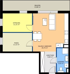 3 pokoje, mieszkanie 61,46 m², piętro 1, oferta nr C12, Osiedle Gwiezdna - budynek C,D, Sosnowiec, Zagórze, ul. Gwiezdna 18E