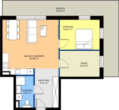 3 pokoje, mieszkanie 60,52 m², piętro 2, oferta nr C14, Osiedle Gwiezdna - budynek C,D, Sosnowiec, Zagórze, ul. Gwiezdna 18E