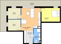 4 pokoje, mieszkanie 68,17 m², piętro 6, oferta nr C43, Osiedle Gwiezdna - budynek C,D, Sosnowiec, Zagórze, ul. Gwiezdna 18E