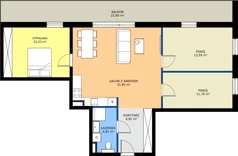 4 pokoje, mieszkanie 84,09 m², piętro 7, oferta nr C44, Osiedle Gwiezdna - budynek C,D, Sosnowiec, Zagórze, ul. Gwiezdna 18E