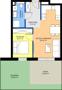 2 pokoje, mieszkanie 38,77 m², parter, oferta nr C4, Osiedle Gwiezdna - budynek C,D, Sosnowiec, Zagórze, ul. Gwiezdna 18E