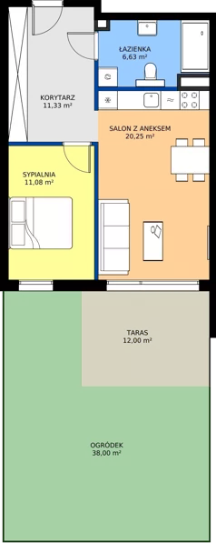 2 pokoje, mieszkanie 49,29 m², parter, oferta nr D7, Osiedle Gwiezdna - budynek D, Sosnowiec, Zagórze, ul. Gwiezdna 18E