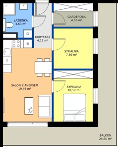 3 pokoje, mieszkanie 50,89 m², piętro 2, oferta nr D21, Osiedle Gwiezdna - budynek D, Sosnowiec, Zagórze, ul. Gwiezdna 18E