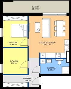 3 pokoje, mieszkanie 59,05 m², piętro 1, oferta nr D9, Osiedle Gwiezdna - budynek D, Sosnowiec, Zagórze, ul. Gwiezdna 18E
