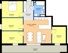 5 pokoi, mieszkanie 85,84 m², piętro 3, oferta nr D23, Osiedle Gwiezdna - budynek D, Sosnowiec, Zagórze, ul. Gwiezdna 18E