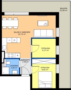 3 pokoje, mieszkanie 46,52 m², piętro 6, oferta nr D48, Osiedle Gwiezdna - budynek D, Sosnowiec, Zagórze, ul. Gwiezdna 18E